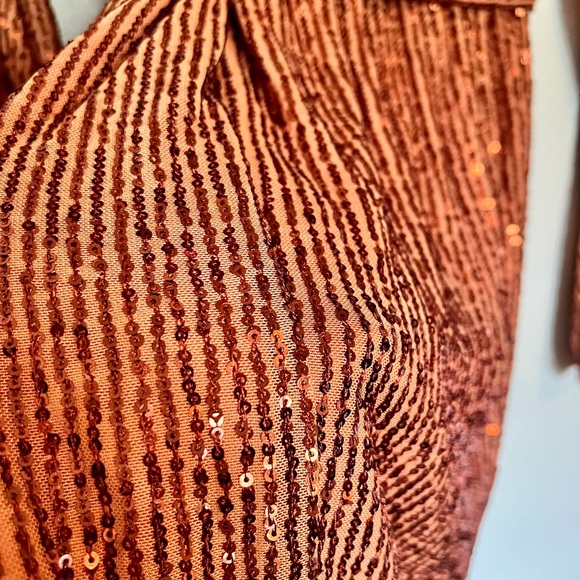 Petal and Pup glitz Sequin Longsleeve Mini Dress in rust NWT - Picture 6 of 6